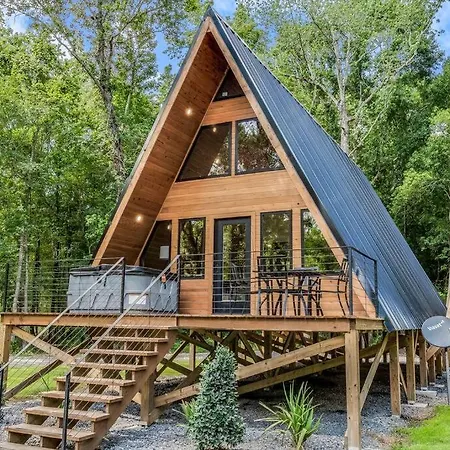 Modern A-Frame Cabin By Rip Van Winkle With Hot Tub